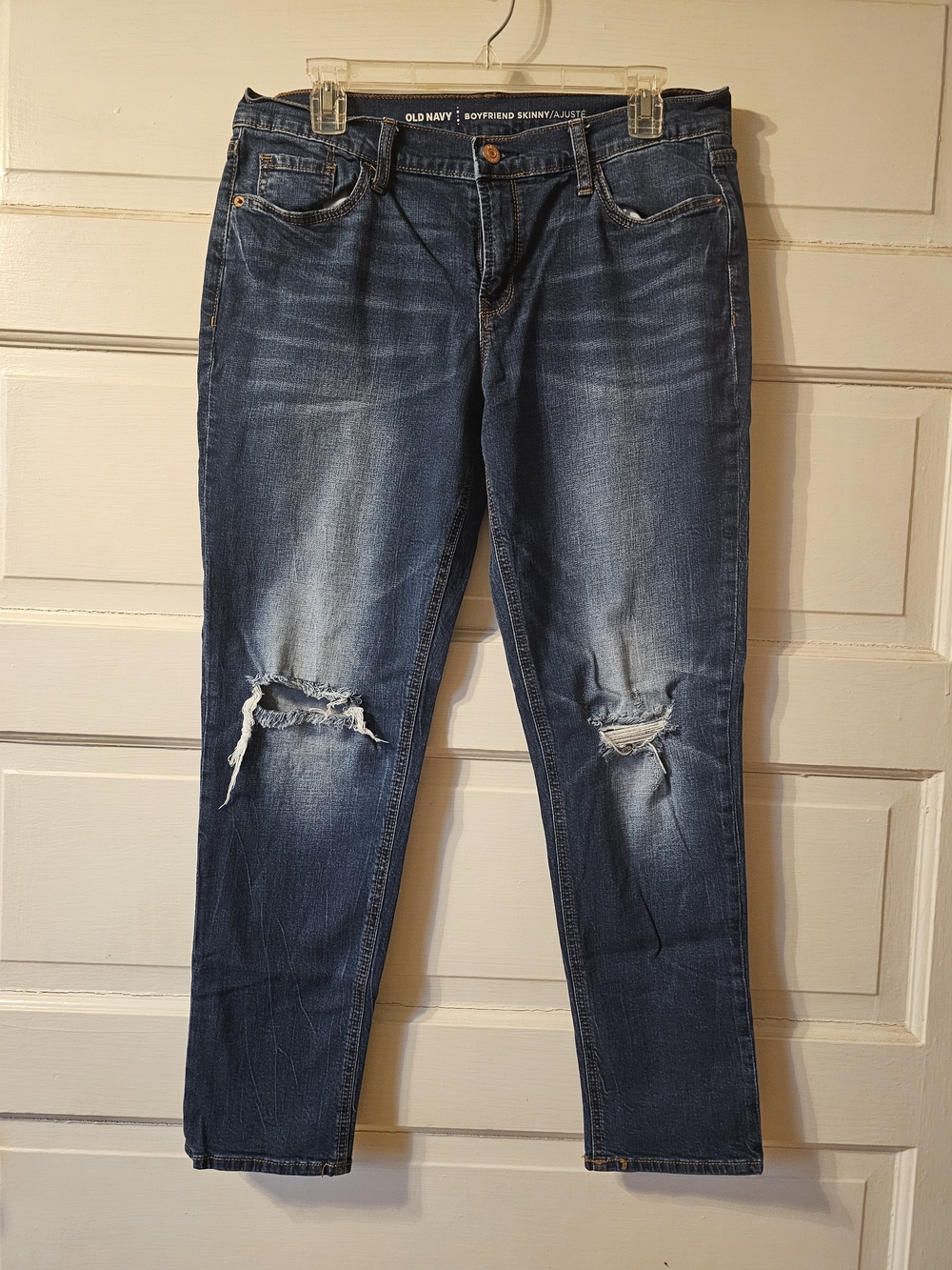 Old Navy Women's Blue Distressed Boyfriend Jeans